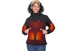 DEWBU Heated Jacket for Women with 12V Battery Pack Winter Outdoor Soft Shell Electric Heating Coat