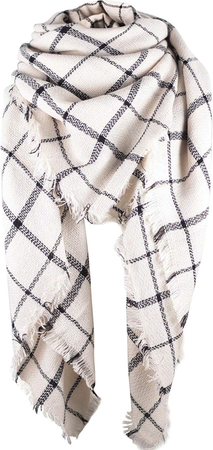 Women's Winter Soft Plaid Tartan Checked Scarf Large Blanket Wrap Shawl