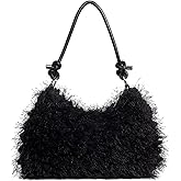 Verdusa Women's Fluffy Faux Fur Underarm Bags Fuzzy Shoulder Bag Plush Purse