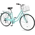 Ktaxon Women Bike Bicycles for Women, Beach Cruiser Bike with Premium Derailleur & Shift Lever, Adjustable Seat, High-Carbon Steel Frame and Excellent Welding Technology