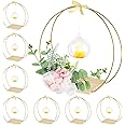 12 Pack Metal Floral Hoop Centerpiece With 6 Double Row Bases, Gold Hoop Centerpieces For Table, Metal Wreath Ring For DIY Party Wedding Christmas - View #4