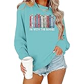 ELDPS Books Sweatshirts Women: Reading Tshirts Book Lover Gifts Shirt Librarian Tee Long Sleeve Pullover Tops