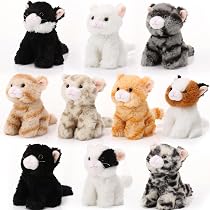Amazon.com: Lenwen 10 Pcs Cat Stuffed Animals Bulk Soft Cuddly ...