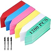 KINJOEK 1200 PCS 2 x 0.4 Inch Colored Plant Labels, Plastic Plant Tags and Labels for Garden, Plant Name Label Bulks for Seeding Potted Plants Nursery Bonsai Gardening Herbs Flowers, 6 Colors
