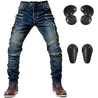 Men's Motorcycle Jeans Rockwear Armor Riding Pants 4 Protective Gear Removable For Daily Leisure, Motorcycle Riding (Color : Blue, Size : Large - View #5