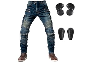 LOMENG Motorcycle Riding Pants Motorbike Motocross Cycling Jeans Safety CE Knee Hip Removable Armored All Seasons for Men