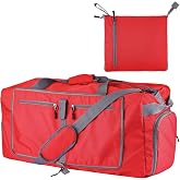 60L Duffle Bag with Shoes Compartment - Foldable&amp;Large Capacity Travel Duffel Bags, Lightweight &amp; Water-Resistant Gym Bag - Red