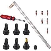 FEBRYTOLD Tire Valve Stem Tool Remover &amp; Installation, 6 Pcs TR412 Snap-in Valve Stems with Valve Stem Cores, 1 Pcs Single Head Tire Valve Core Remover Installer Tool (14 Pcs)