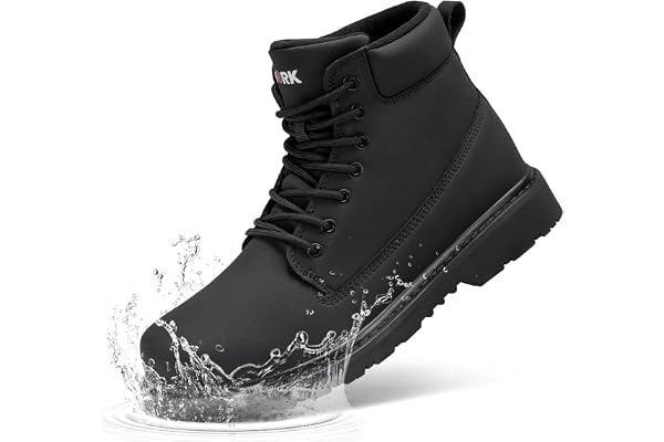 LARNMERN Soft Toe Work Boots Men Waterproof Non Slip Hiking Tactical Motorcycle Chukka Boot 6 Inch Leather Comfortable Shoes