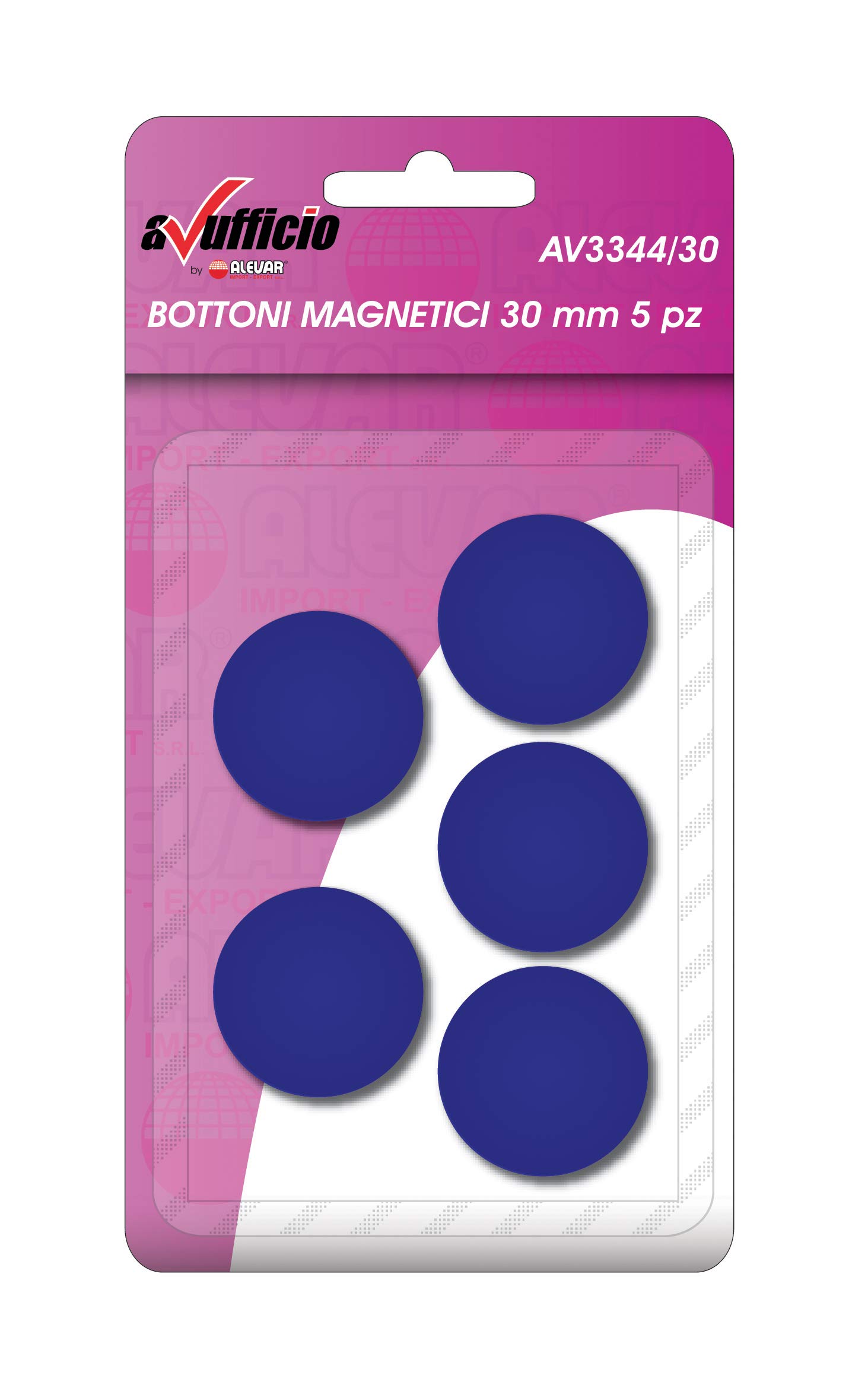 Blister Pack of 5 Magnets Diameter 30 mm Blue