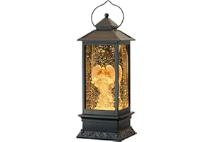 Wondise Lighted Angel Christmas Snow Globes Musical Lantern with Timer, USB Powered & Battery Operated Swirling Glitter Water Lantern (4 x 4 x 12 inch)