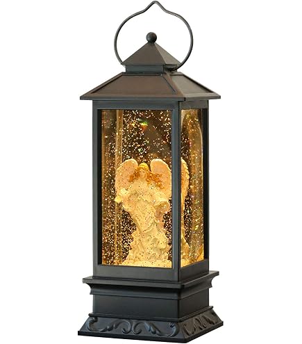 LED Lighted Angel Snow Globe - Battery Operated Spinning Water Globe, Christmas Tabletop Decor, 12.8 Inch