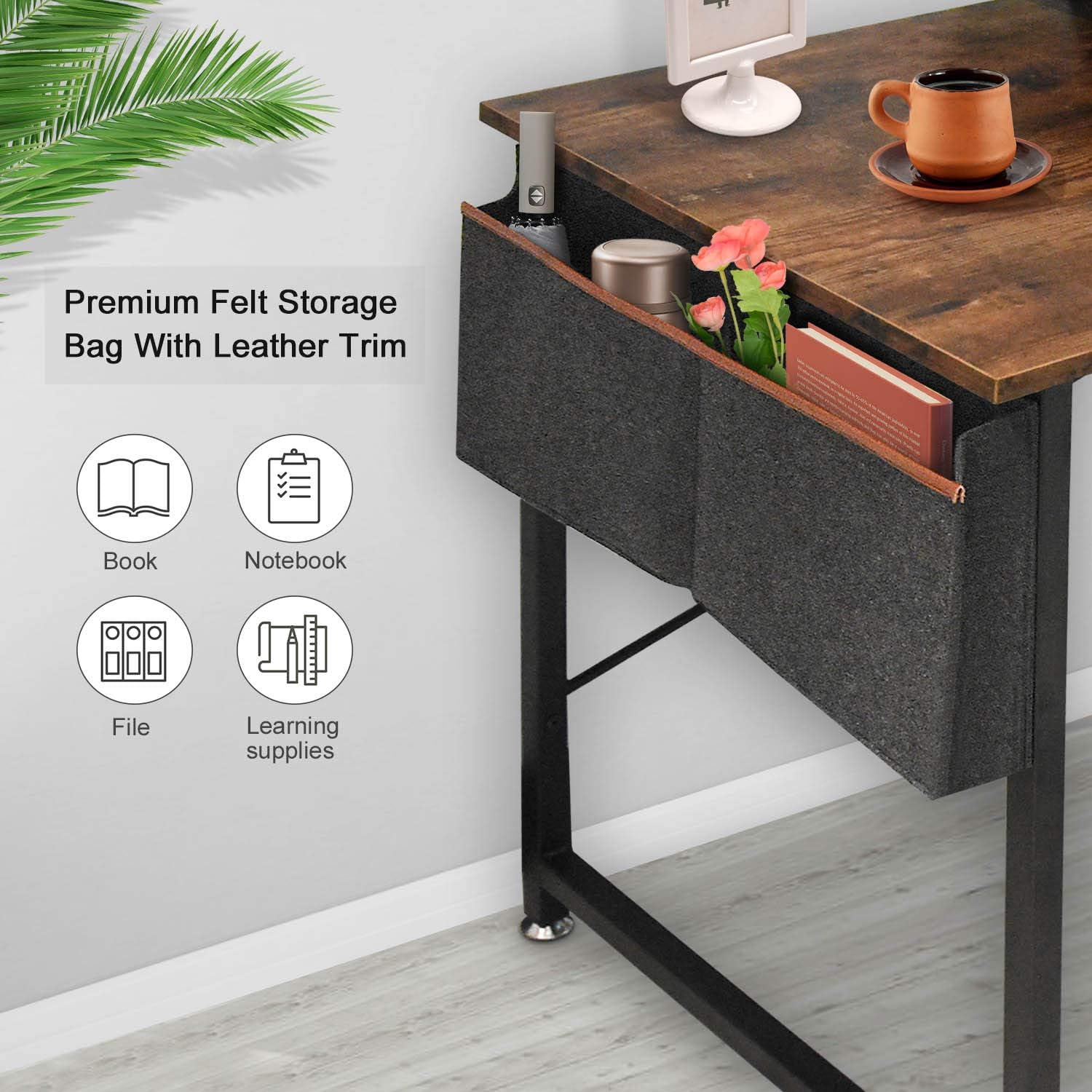 Seeutek Study Computer Desk Modern Writing Table 55 Inch Simple Style Laptop Desk with Storage Bag and Hooks for Home and Office: Kitchen & Dining