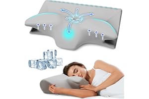 SUFOR Cervical Pillow for Neck Pain Relief, Cooling Contour Memory Foam Pillows Support Odorless Ergonomic Neck Pillow Adjustable Orthopedic Bed Pillow for Side Back Stomach Sleeper with Pillowcase