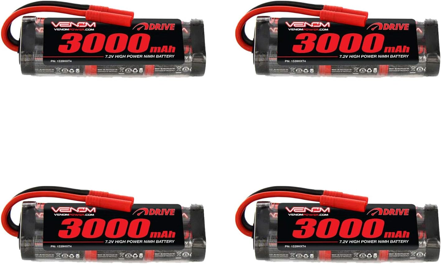 Venom 7.2V 3000mAh NiMH Battery with HXT 4.0mm Plug x4 Packs