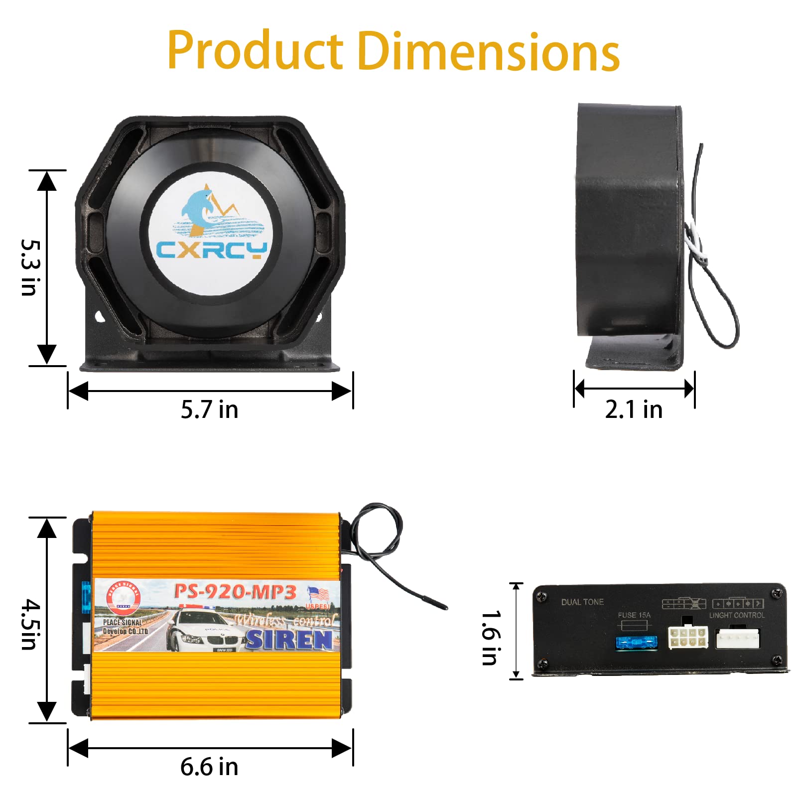 AutoBizarre 7 Tone Siren Horn with Mic For All Cars, Trucks, Mini Trucks - Loud Siren With 7 Different Great Sounds