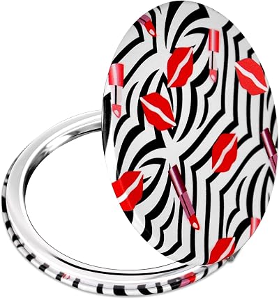 YTZJ Direct Rose Red Compact Makeup Mirror 2X Magnifying Folding Pocket Travel