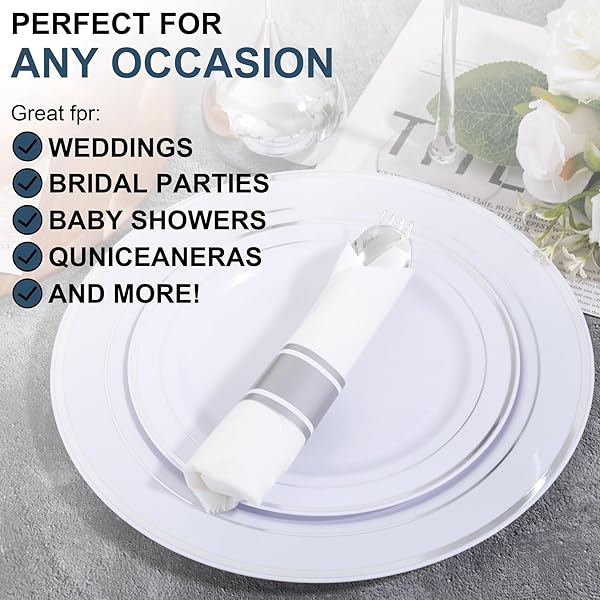 JOYIDO 100PACK WRAPPED SILVER PLASTIC SILVERWARE SETS – HEAVY DUTY PLASTIC SILVERWARE INCLUDE PRE ROLLED DISPOSABLE UTENSILS WITH NAPKINS FOR PARTIES & DINNERS & WEDDINGS