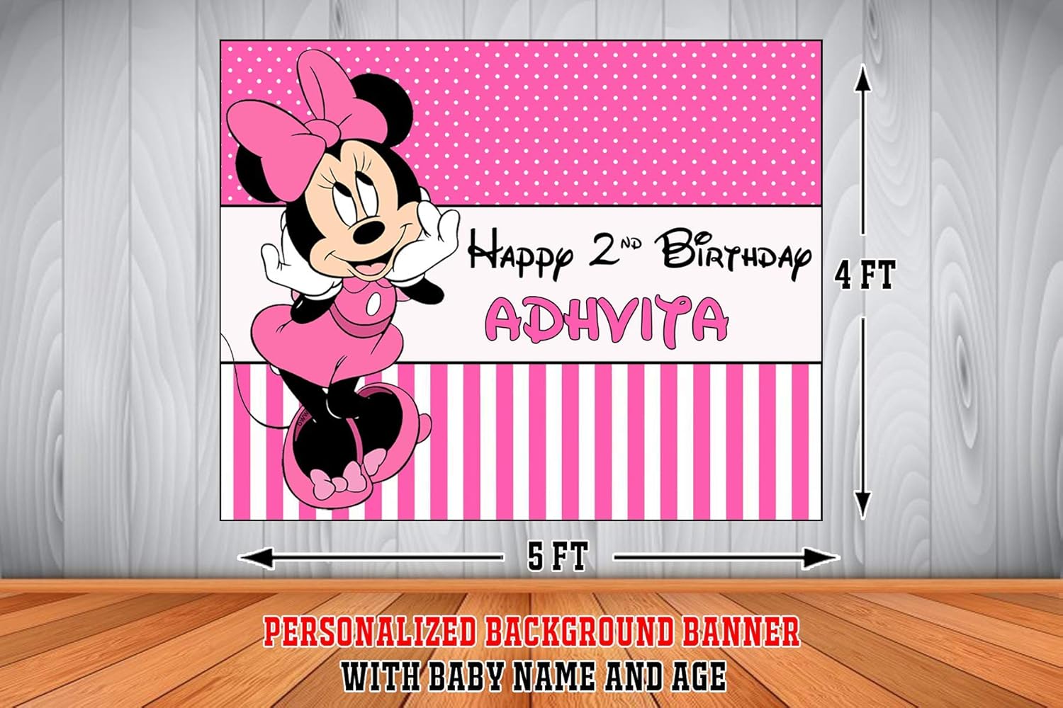 Wow Party Studio Personalized Minnie Mouse Theme Birthday Backdrop