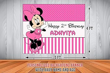Wow Party Studio Personalized Minnie Mouse Theme Birthday Backdrop