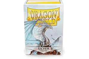 ARCANE TINMEN Dragon Shield | Standard Size Card Matte Sleeves | 100 CT - Smooth & Tough Premium TCG Sleeves | Compatible with Pokemon, Flesh & Blood, One Piece & Magic The Gathering | Silver - Matte Sleeves