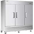 Wilprep Commercial Refrigerator, 81" 3 Solid Door Commercial Fridge with 61 cu. ft. Capacity, Reach in Refrigerator with Air Cooling Adjustable Shelves for Restaurant Kitchen Cafe, Stainless Steel