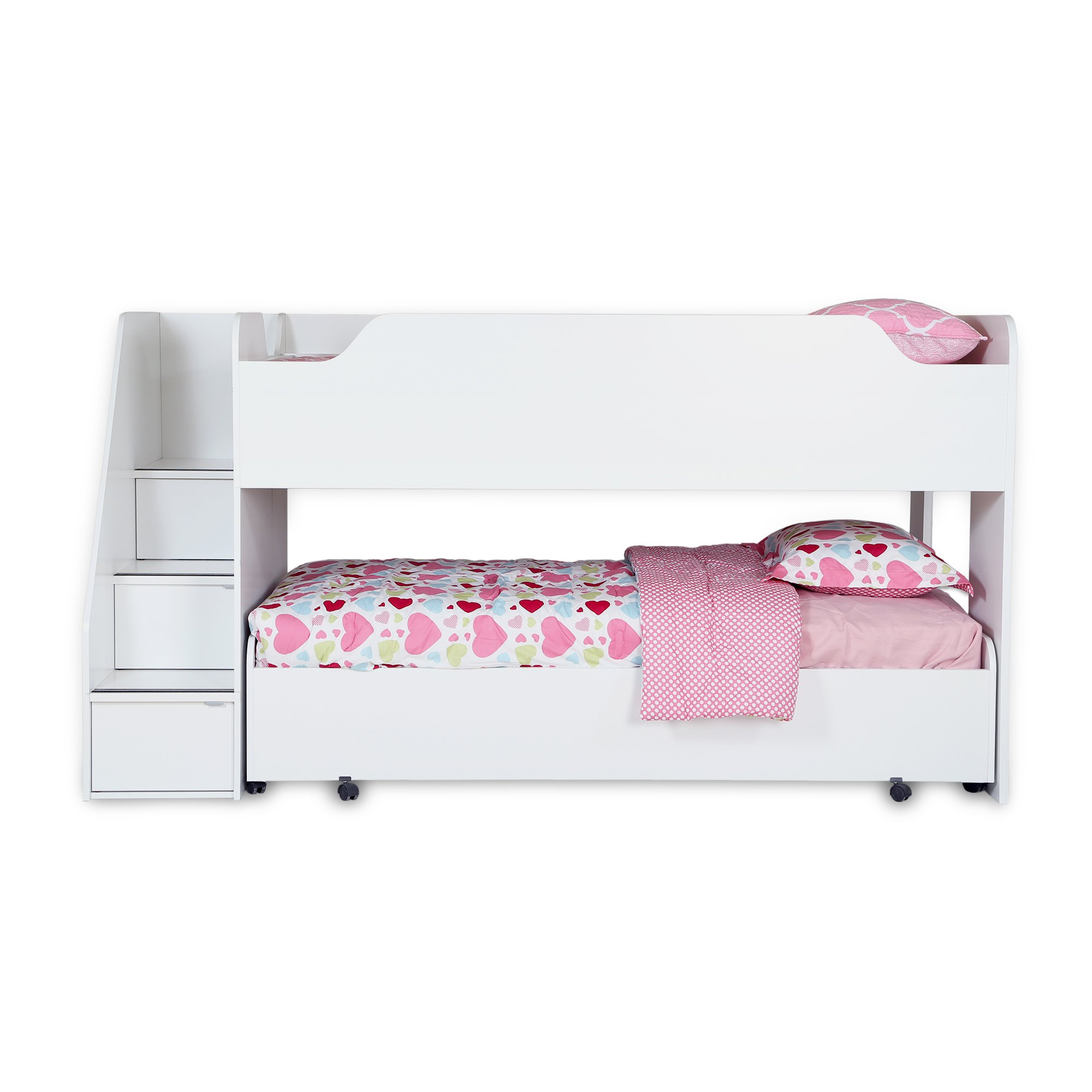 South Shore Mobby 39-Inch Loft Bed with Stairs, Twin, Pure White, (2 boxes total)