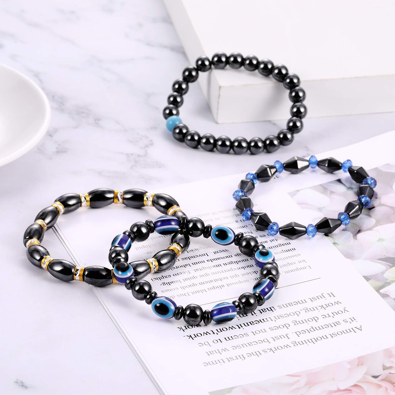 10 Pieces Magnetic Therapy Bracelet Energy Healing Bracelet Relief Hematite Bracelet Set for Men Women Sports Related Therapy, 10 Styles: Jewelry