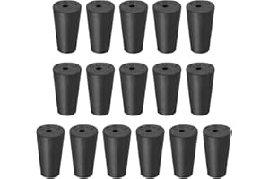 MECCANIXITY Rubber Tapered Plug 10mm to 15mm Solid Test Tubes Bungs Stopper with Hole Black for Lab Home 16 Pieces