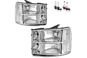 Vizotae Headlights for 2007-2013 GMC Sierra 1500/2007-2014 Sierra 2500 HD 3500 HD Headlamp Replacement, High/Low Beam W/Bulbs