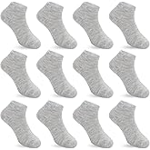 Auranso 12 Pairs Kid Breathable Athletic Ankle Socks Boys Girls Cotton Low Cut Socks
