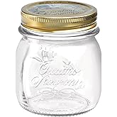 Bormioli Rocco Quattro Stagioni Small Glass Mason Jars 8.5 Ounce Mini Jars 12-Pack, with Metal Airtight Lid, For Jam, Jelly, baby food, Crafts, Spices, Dry Food Storage, Wedding favors, Decorating Jar
