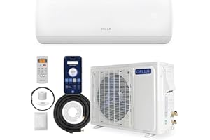 DELLA 12000 BTU Wifi Enabled Mini Split AC 17 SEER2 Cools Up to 550 Sq.Ft ,208-230V, Works with Alexa, Air Conditioner & Heater with 1 Ton Pre-Charged Heat Pump (R32 Refrigerant) (JA Series)