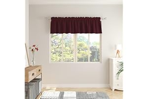 LKTCOBTAC Burgundy Small Tiers Kitchen Short Small Mini Window Curtains Valance 12 inches Length Blackout Home Decor Blackout Basement rv Camper Living Room/Bedroom 52W by 12L 1 Piece Rod Pocket