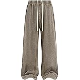 Colorful world Mens Sweatpants Acid Washed Elastic Waist Drawstring Sweat Pants Cotton Baggy Pant with Pockets(Coffee,L)