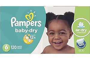 Diapers Size 6 - Pampers Baby Dry Disposable Baby Diapers, 120 Count, Economy Pack Plus