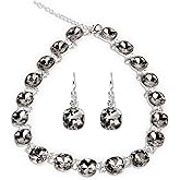 Jiulory Crystal Statement Necklace Glass Crystal Collar Choker Necklace for Women Bridal Necklace Costume Jewelry Necklaces for Women