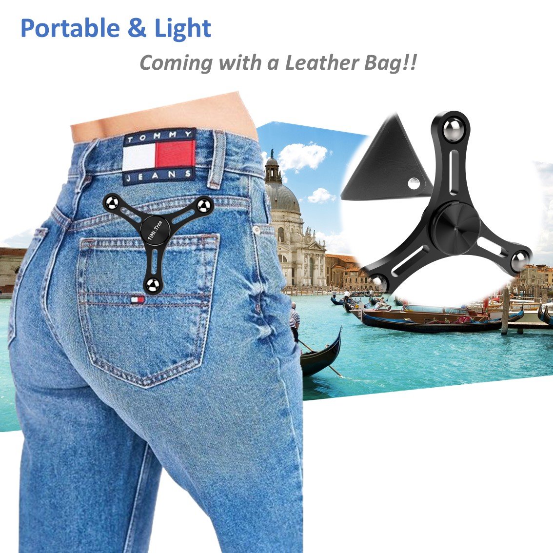 Finger Spinner Metal Black Fidget Toy Prime, New Fidget Spinner Modular Version Ball Bearing Hand Focusing Tri-Spinner build Spinner Tower with connectors by TiMi Tree