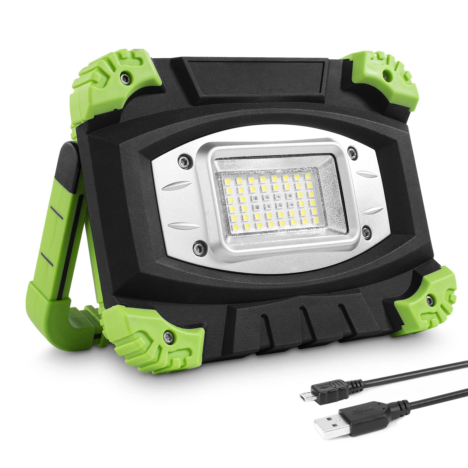 Lepro Led Akku Strahler, Wiederaufladbare Campinglampe aus Aluminium, 20W 2000 Lumen Arbeitsleuchte mit 5 Beleuchtungsmodi und 5200 mAh Powerbank, für Notfall, Camping