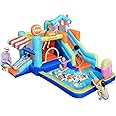 Doctor Dolphin Inflatable Bounce House with Slide and Blower for Kids, Double Slide Jumping Inflatable Bouncer Blow Up Bouncy Castle with Ball Pit for Indoors and Outdoors
