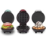 Dash Mini Waffle Maker + Grill + Griddle, 3 in 1 Pack - Red/Aqua/White