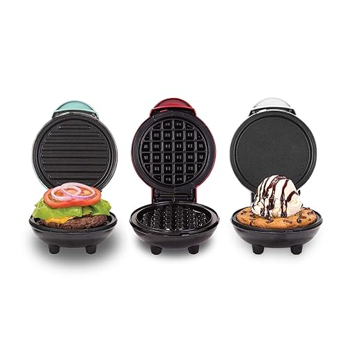 DASH Mini Waffle Maker Grill Griddle, in Pack Red/Aqua