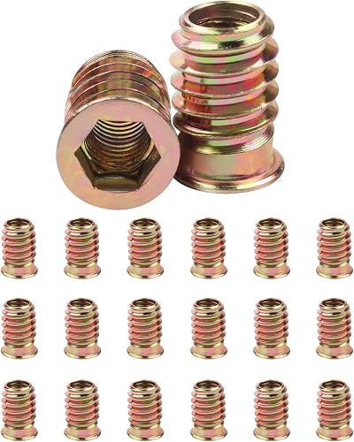 Jeboler M8x20mm Threaded Insert Nuts for Wood 20Pcs Hex Socket