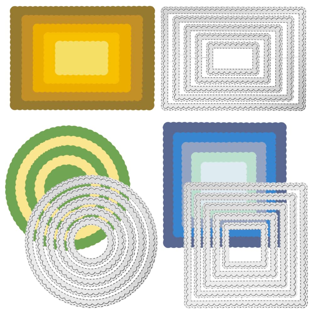 AFUNTA 3 PCS Dies Cuts for Card Making, Rectangle Cutting Dies Round Card Making Supplies Die Cutters Craft Dies for Card Making Album Scrapbook