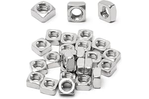 JUVIELICH 100pcs M5-0.8 Square Nuts,M5 Square Nut,304 Stainless Steel,Metric,M5 x 0.8mm Small Nuts Coarse Thread Fasteners for Home Repairs and Professional Engineering