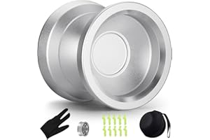 hksod Yoyo Professional Responsive Yoyos for Kids Beginners,Unresponsive Yo-yo for Adults Metal Trick Yoyo with Bearing Yo Yo Accessories (Silver)