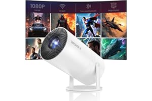 WISHOLY 1080P Mini Projector with WiFi 6 and Bluetooth, Outdoor Portable Projector with Auto Keystone, 180° Rotatable Short T