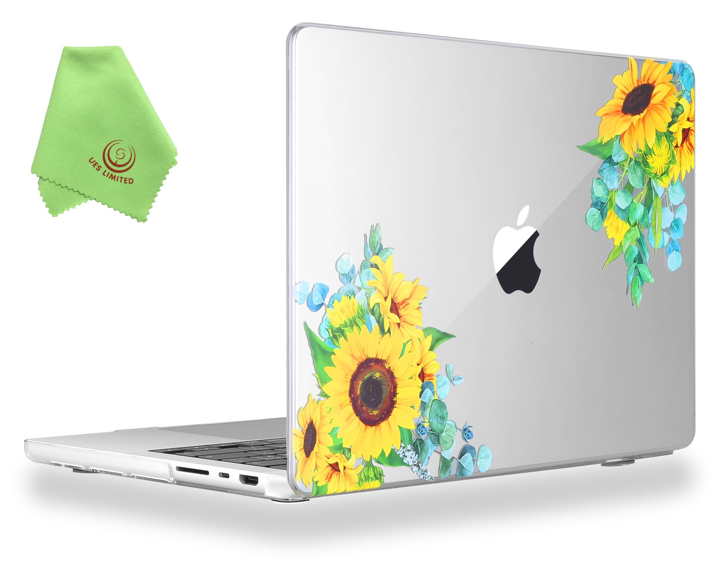 UESWILL Case Compatible with 2021-2026 MacBook Pro 14 inch M5 M4 M3 M2 M1 Pro Max chip, Creative Design Pattern Hard Shell Cover + Microfiber Cloth, Sunflower