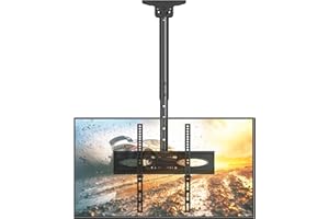 5Rcom Ceiling TV Mount with Height Adjustment & 360° Swivel for 32-65 inch TVs, Overhead Mount Bracket Holds 110 lbs, Max VES