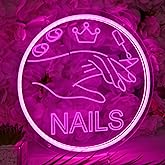 Britrio Nails Neon Sign Light Pink Nails Spa Beauty Salon Studio LED Wall Art Decor Sign for Business Stores Logo Barber Shops Office Birthday Party Gift Indoors 5V USB Powered with Dimmer Switch